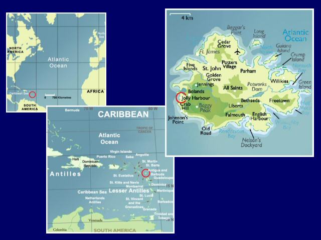 Antigua Escape maps. The location of our luxury, two-bedroom holiday villa